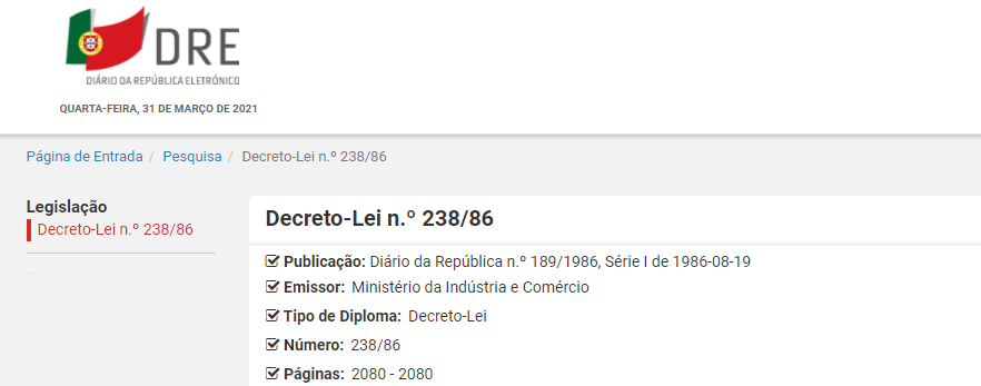 Decreto-Lei n.º 238/86