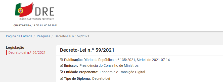 Decreto-Lei 59/2021, de 14 julho - "Disponibilização e Divulgação de Linhas Telefónicas para Contacto do Consumidor"